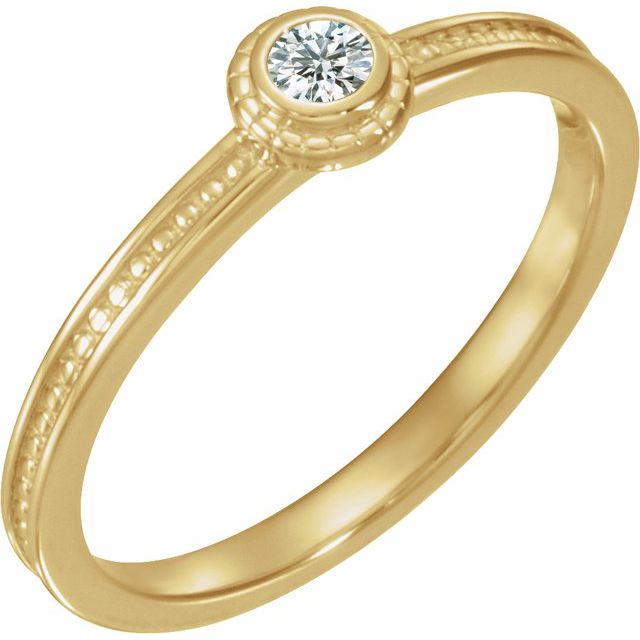 14K Yellow Natural White Sapphire Family Stackable Ring