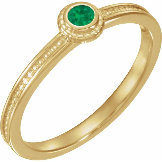 14K Yellow Lab-Grown Emerald Family Stackable Ring - 71519:6053:P