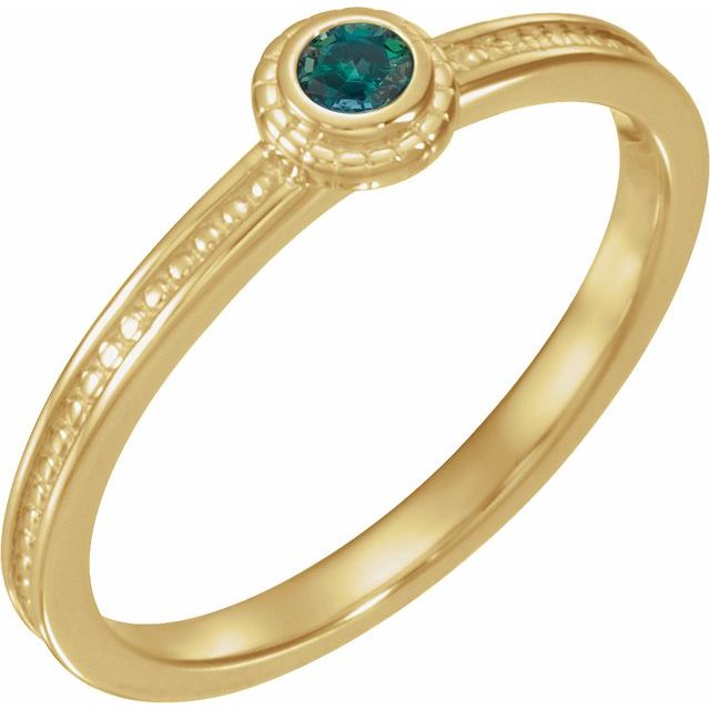 14K Yellow Lab-Grown Alexandrite Family Stackable Ring - 71519:6057:P