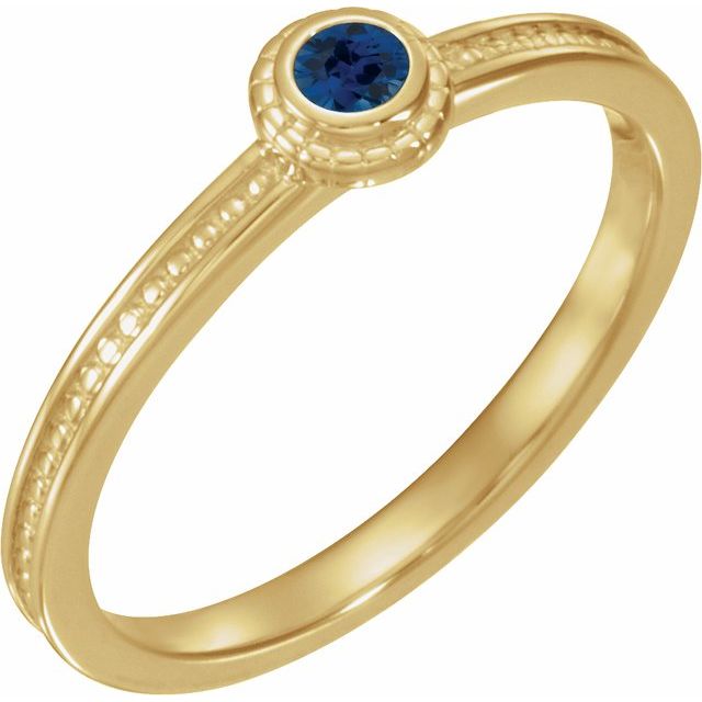 14K Yellow Lab-Grown Blue Sapphire Family Stackable Ring - 71519:6065:P