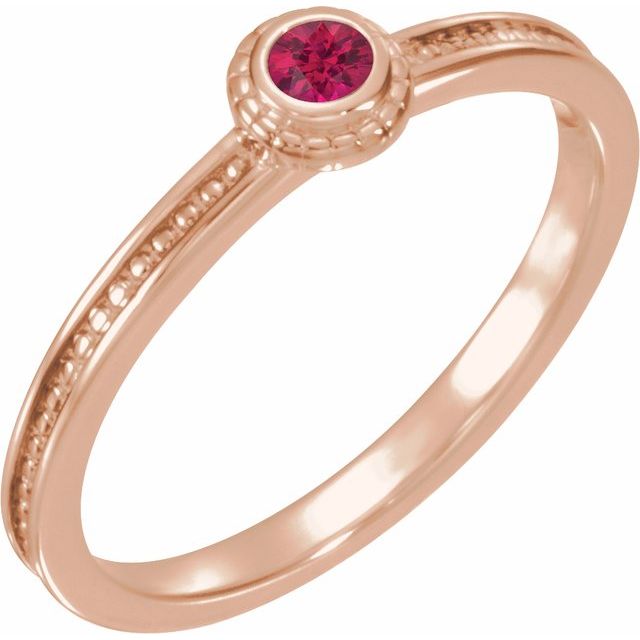14K Rose Gold Lab-Grown Ruby Family Stackable Ring - 71519