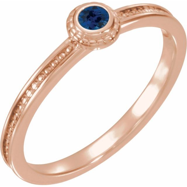 14K Rose Lab-Grown Blue Sapphire Family Stackable Ring