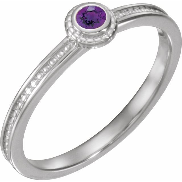 Sterling Silver Natural Amethyst Family Stackable Ring