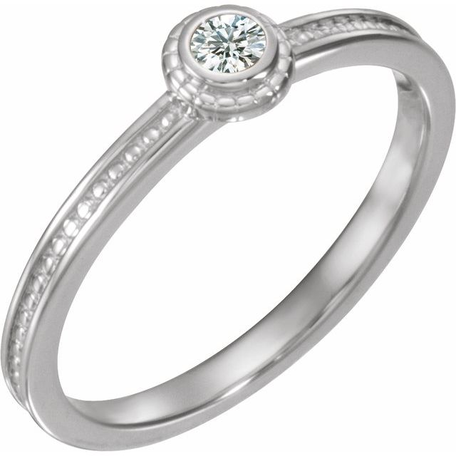 14K White 1/10 CTW Natural Diamond Family Stackable Ring