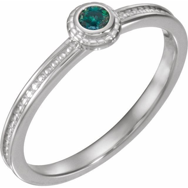 14K White Lab-Grown Alexandrite Family Stackable Ring - 71519