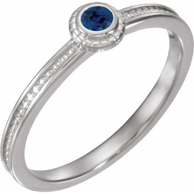 Sterling Silver Lab-Grown Blue Sapphire Family Stackable Ring - 71519:6067:P
