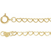 14K Yellow 2.5 mm Heart 16" Chain