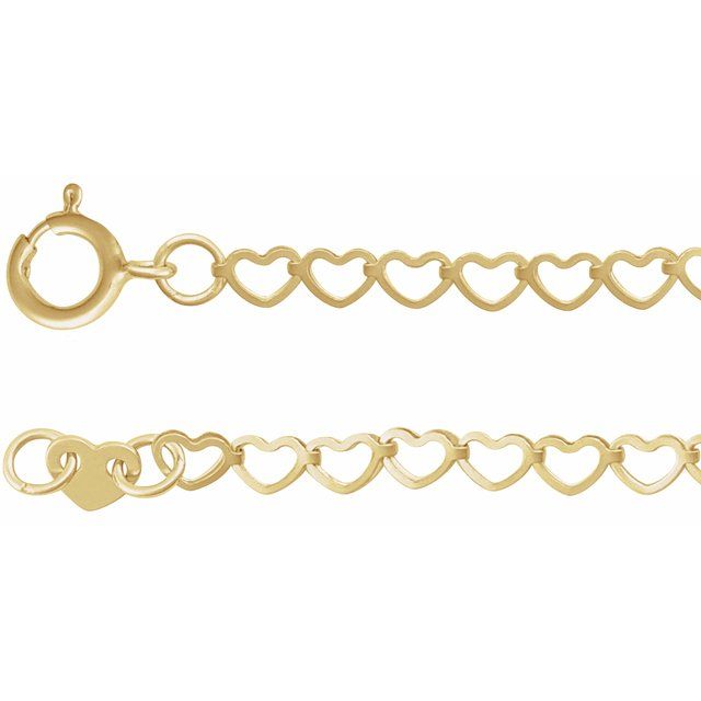 14K Yellow 2.5 mm Heart 16" Chain