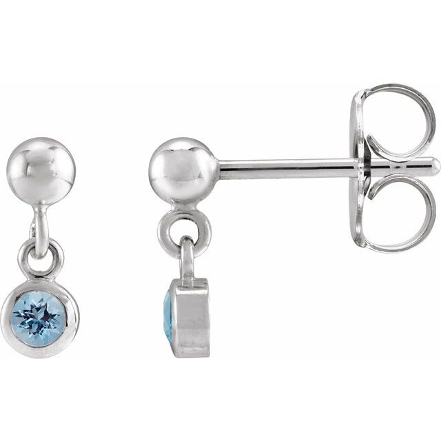 Sterling Silver Natural Aquamarine Bezel-Set Earrings