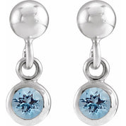 Sterling Silver Natural Aquamarine Bezel-Set Earrings