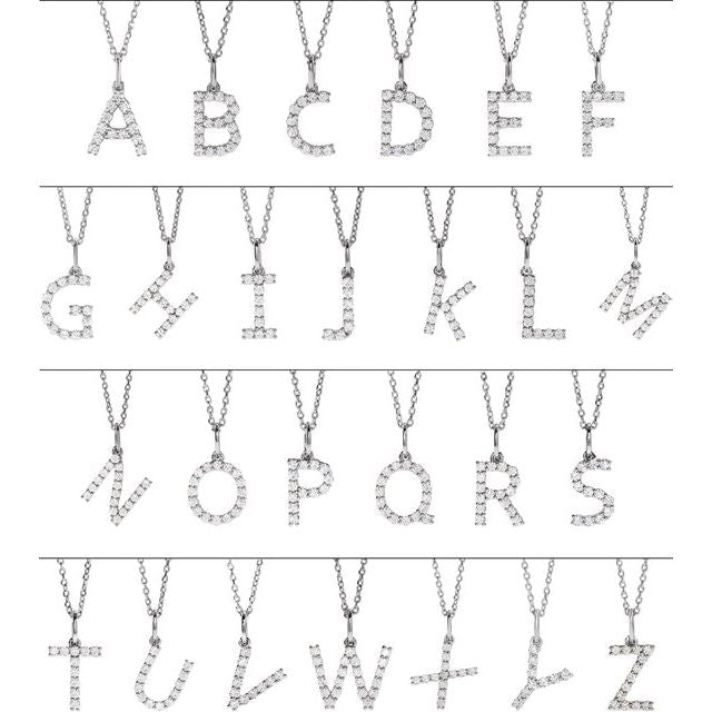14K White 1/6 CTW Lab-Grown Diamond Initial I 16-18" Necklace