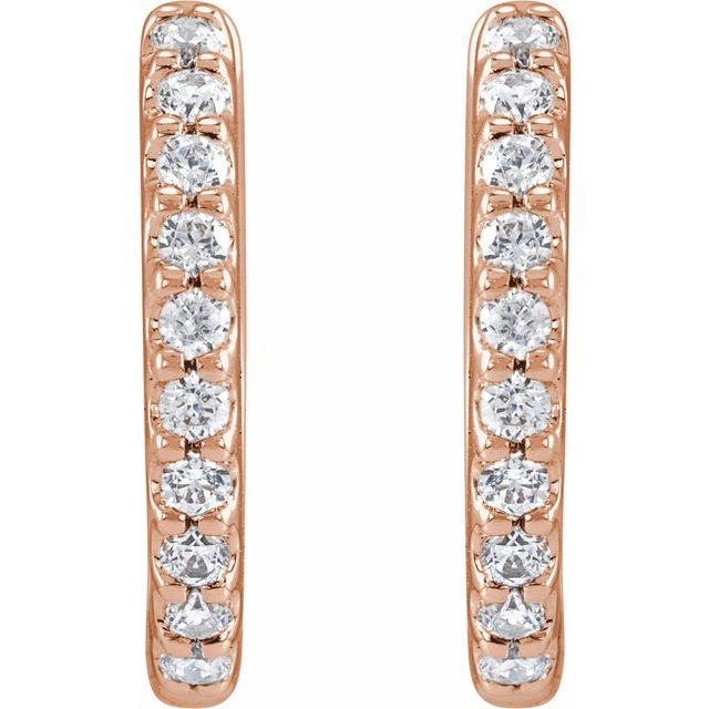 14K Lab-Grown Diamond Hoop Earrings 1/3 CTW and 1/2 CTW