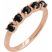 14K Rose Natural Black Onyx Cabochon Stackable Ring