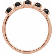 14K Rose Natural Black Onyx Cabochon Stackable Ring