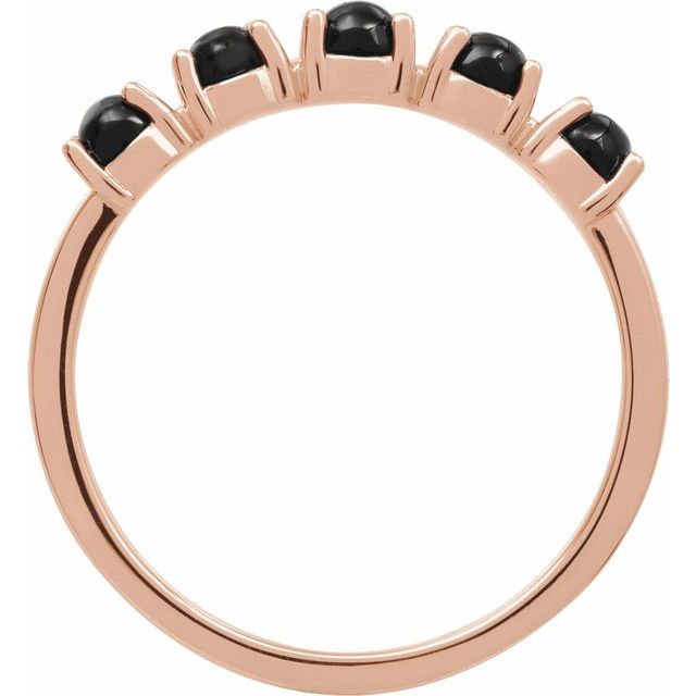 14K Rose Natural Black Onyx Cabochon Stackable Ring