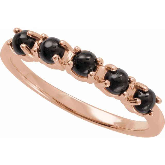 14K Rose Natural Black Onyx Cabochon Stackable Ring