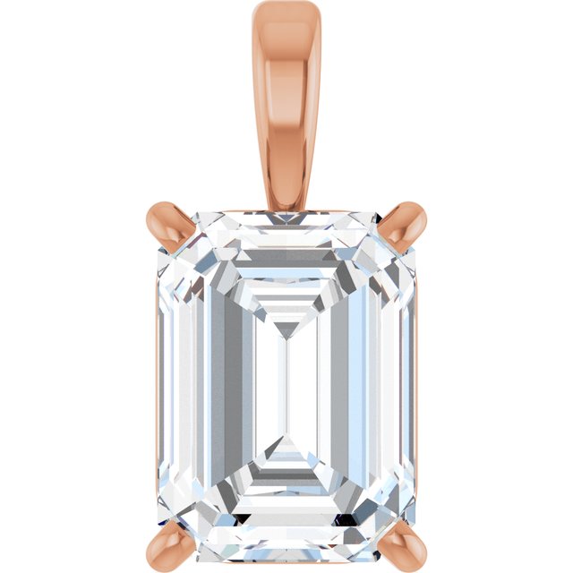 14K Rose 1 CT Lab-Grown Diamond Pendant