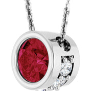 14K White Lab-Grown Ruby & .07 CTW Natural Diamond 18" Necklace