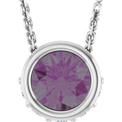 14K White Lab-Grown Alexandrite & .07 CTW Natural Diamond 18" Necklace