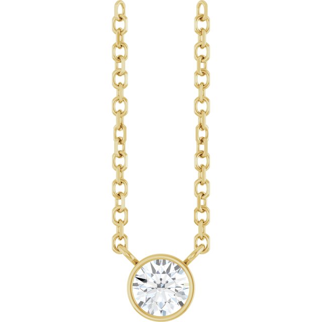 14K Yellow 1/6 CT Natural Diamond 16-18" Necklace
