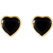 14K Yellow Natural Black Onyx Stud Earrings