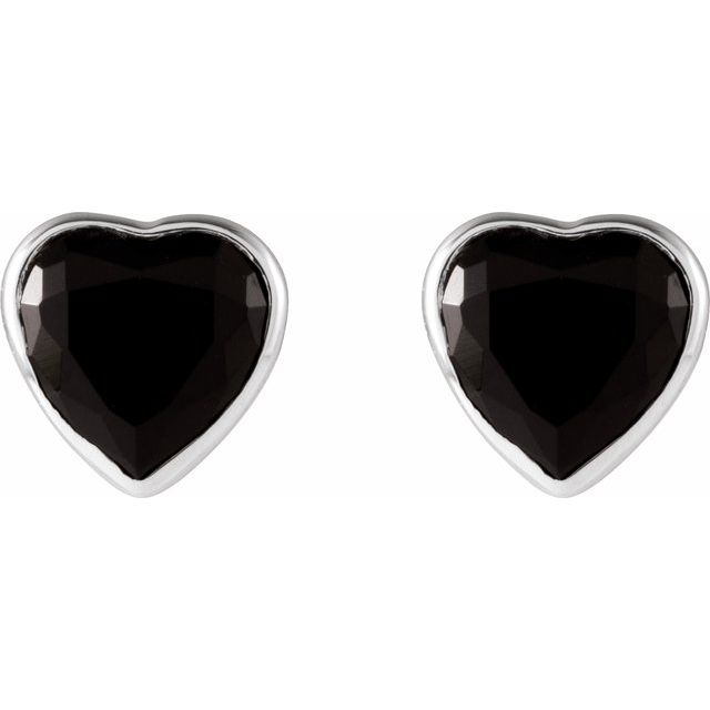 Platinum Natural Black Onyx Stud Earrings
