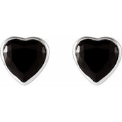 14K White Natural Black Onyx Stud Earrings