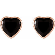 14K Rose Natural Black Onyx Stud Earrings