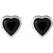Sterling Silver Natural Black Onyx Stud Earrings