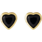 14K Yellow Natural Black Onyx Stud Earrings
