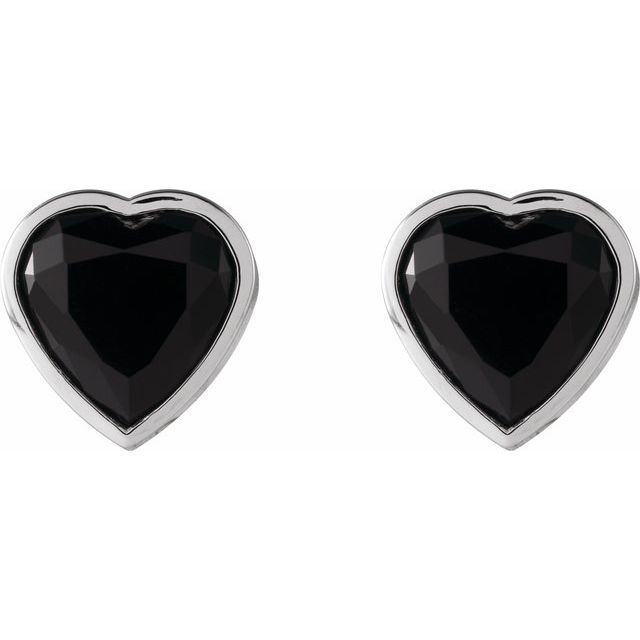 14K White Natural Black Onyx Stud Earrings