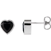 Sterling Silver Natural Black Onyx Stud Earrings