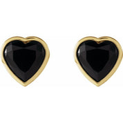 14K Yellow Natural Black Onyx Stud Earrings