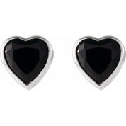14K White Natural Black Onyx Stud Earrings