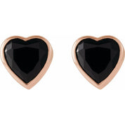 14K Rose Natural Black Onyx Stud Earrings