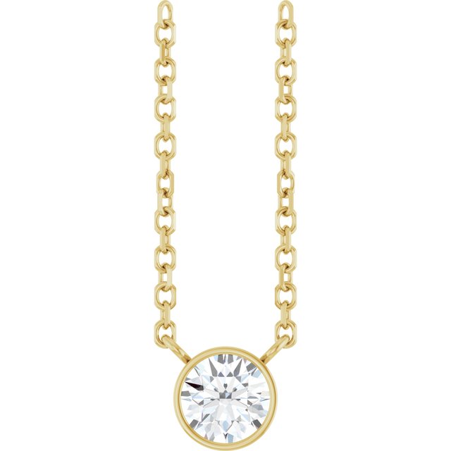 14K Yellow 1/5 CT Natural Diamond 16-18" Necklace