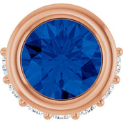 14K Rose Natural Blue Sapphire & 1/10 CTW Natural Diamond Pendant