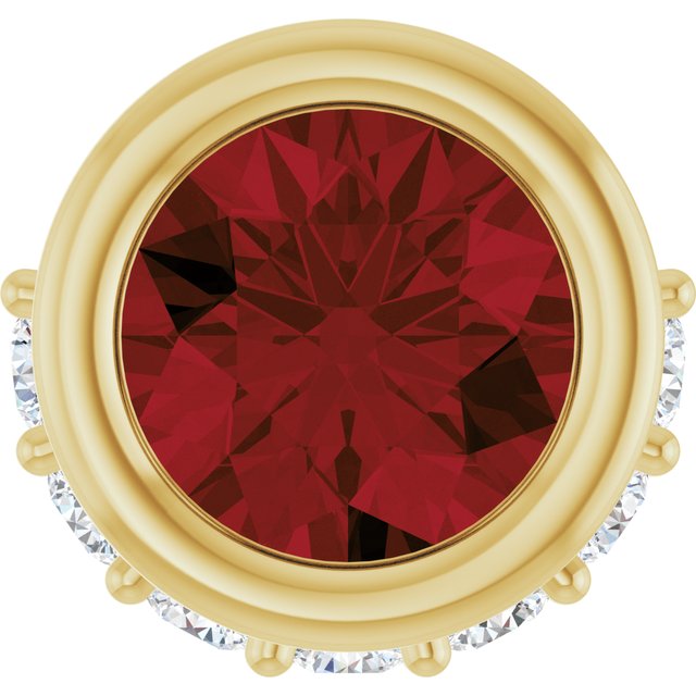 14K Yellow Natural Mozambique Garnet & 1/10 CTW Natural Diamond Pendant