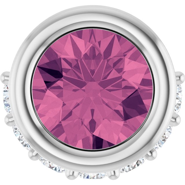 Sterling Silver Natural Pink Tourmaline & 1/10 CTW Natural Diamond Pendant