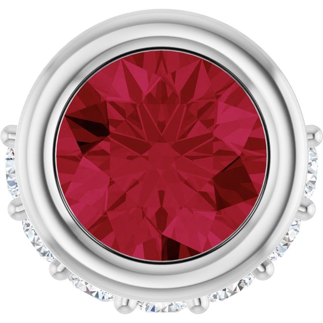 Platinum Lab-Grown Ruby & 1/10 CTW Natural Diamond Pendant