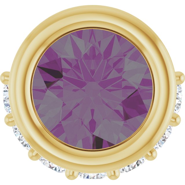 14K Yellow Lab-Grown Alexandrite & 1/10 CTW Natural Diamond Pendant