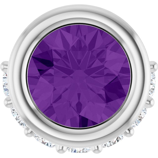 Platinum Natural Amethyst & 1/10 CTW Natural Diamond Pendant