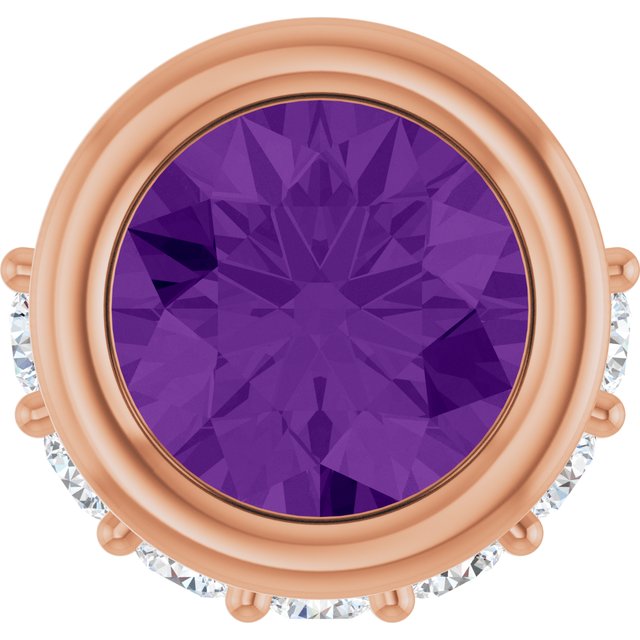 14K Rose Natural Amethyst & 1/10 CTW Natural Diamond Pendant