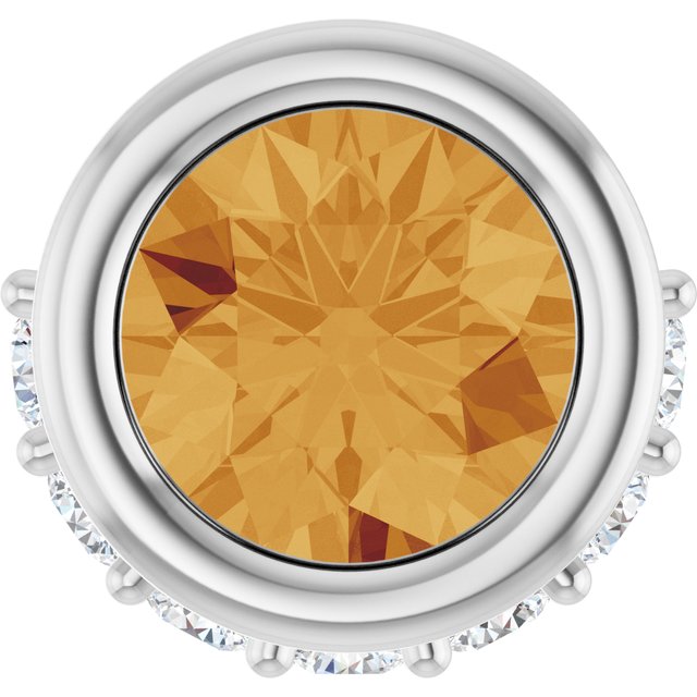 Sterling Silver Natural Citrine & 1/10 CTW Natural Diamond Pendant