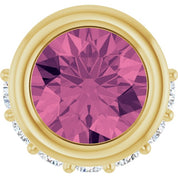 14K Yellow Natural Pink Tourmaline & 1/10 CTW Natural Diamond Pendant