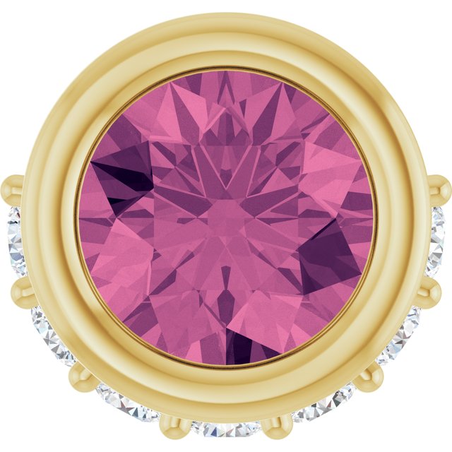 14K Yellow Natural Pink Tourmaline & 1/10 CTW Natural Diamond Pendant