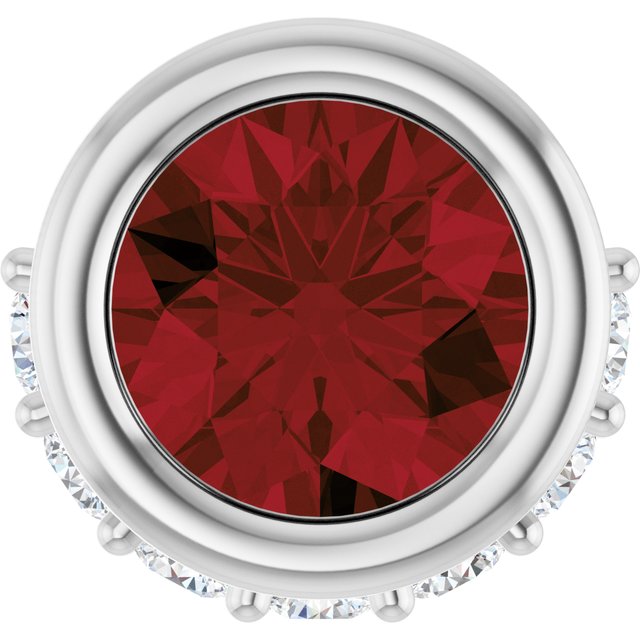 Sterling Silver Natural Mozambique Garnet & 1/10 CTW Natural Diamond Pendant