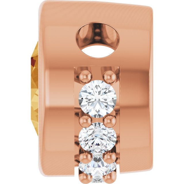 14K Rose Natural Citrine & 1/10 CTW Natural Diamond Pendant