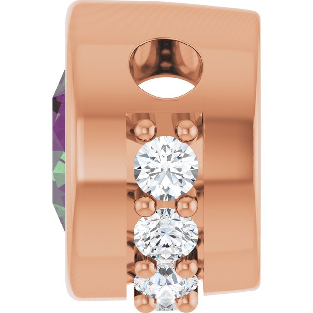 14K Rose Lab-Grown Alexandrite & 1/10 CTW Natural Diamond Pendant