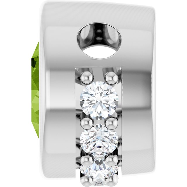 Sterling Silver Natural Peridot & 1/10 CTW Natural Diamond Pendant